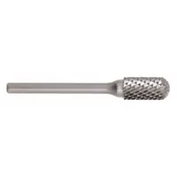 Double-cut ball-nosed cylinder bur with 1/8" x 9/16" head and 1/8" shank. Trade number SC-42. Used for deburring, shaping, and finishing metal in industrial machining and fabrication; ball-nose design enables contouring and access to tight areas