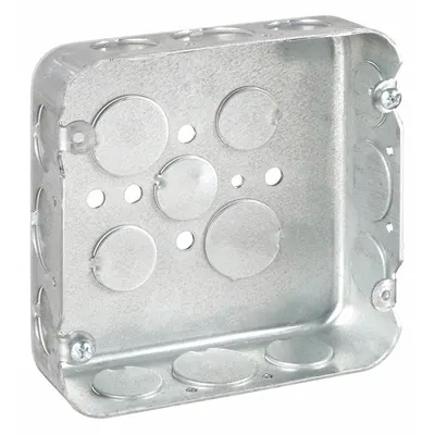 RACO Electrical Box: Steel, Steel - 4-11/16" x 4-11/16" Square Box Material & Nominal Size - Standard Electrical Boxes