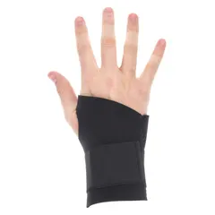 Ambidextrous ergonomic wrist support in size M, fits wrists 6 to 7 in. Black double strap design provides adjustable compression and stability. Suitable for use during repetitive tasks or recovery in industrial, warehouse, and assembly environments.
