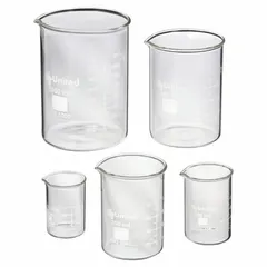 APPROVED VENDOR Glass Beaker Set, Low Form, Type I, Colorless, 5-Piece (50, 100, 250, 600, 1000 mL)
