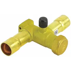 This YORK refrigerant ball valve is used in HVACR systems to control refrigerant flow. It serves as a service valve for isolation or access in commercial and industrial refrigeration, air conditioning, and heat pump systems.