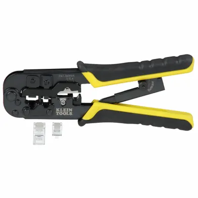 KLEIN TOOLS Crimper and Connector Kit: For BNC/F Connectors/RCA, RG59/RG6 - Data Cable Connector Crimping Kits