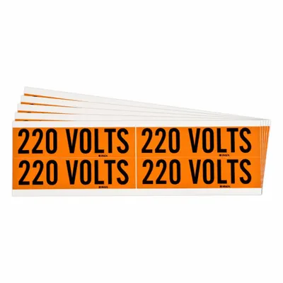 BRADY Self-Stick Vinyl Conduit and Voltage Markers, 220 Volts, 5 Pack