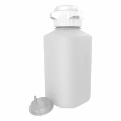 This 4 L polypropylene vacuum bottle is designed for collecting, storing, or transporting liquids under vacuum in laboratory and industrial settings. It features a wide mouth for easy filling and graduated markings for volume measurement. The bottle is non-sterile and suitable for general vacuum applications.