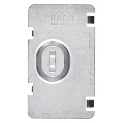 Blank steel wiring protector plate for single-gang rectangular electrical boxes. Provides 3 cubic inch capacity for enclosing and protecting electrical connections. Used to seal unused box openings in residential and commercial wiring applications.