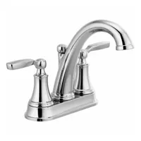 DELTA Two Handle Centerset Bathroom Faucet: WOODHURST, Metal, Chrome Finish, 1.2 gpm Flow Rate, Arc (MPN 2532LF-MPU)