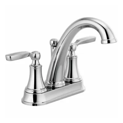 Delta Two Handle Centerset Bathroom Faucet: WOODHURST, Metal, Chrome Finish, 1.2 gpm Flow Rate - Centerset Handle Bathroom Faucets
