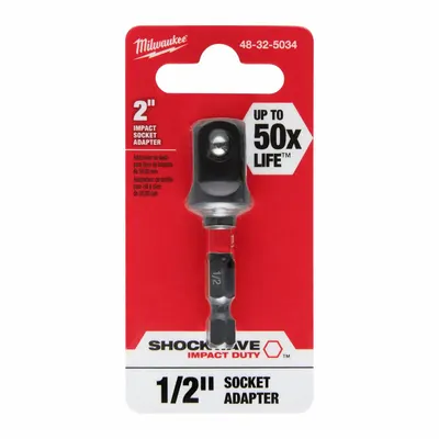 MILWAUKEE SOCKET ADAPTER: 1/4 in Input Drive Size, Black Phosphate - 1/4" Male Hex Drive Impact Socket Adapters