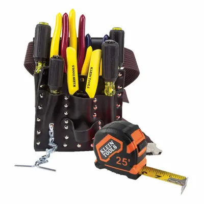 KLEIN TOOLS Electricians Tool Kit: 10 Total Pcs, Tool Pouch - Tool Sets with Tool Pouch