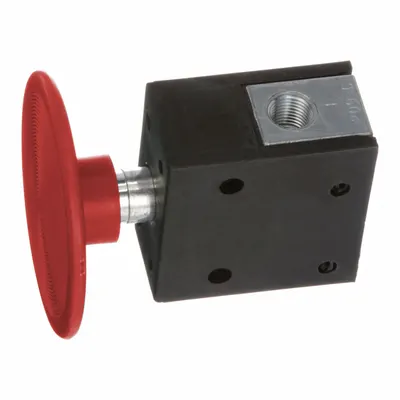 ARO Manual Air Control Valve: 460, Two-Way / Two-Position, Button, Red - ARO 400 Series Manual Air Control Valves