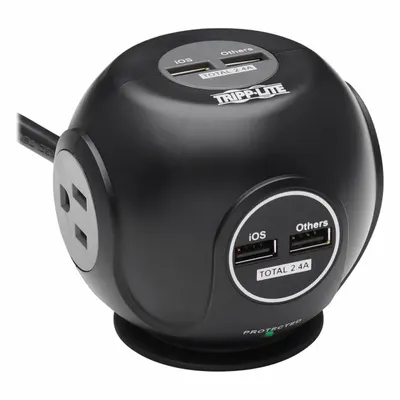 TRIPP LITE Outlet Strip: 3 Outlets, 6 ft Cord Lg, 540 J Rated Energy, 4.8 A Current - Tabletop Surge Protectors