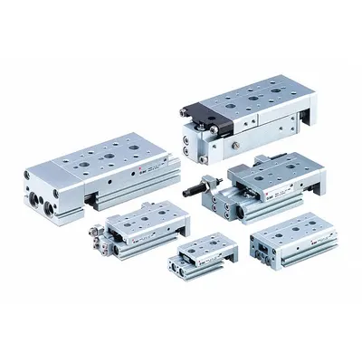 SMC Slide Table: 50 mm Stroke Lg, 25 mm Bore Dia, Mfr Part # MXS25-50AS, MXS Series - Pneumatic Slide Tables