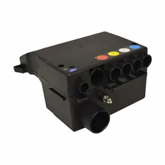 Black plastic control box compatible with Span America healthcare bed models QD70000, QD8100, and QD8250. Used as a replacement component for bed positioning control systems in medical facilities.