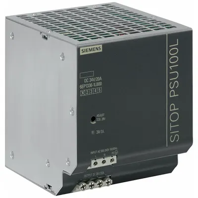 Siemens Stabilized Power Supply: DIN Rail, 480 W Output Power - Rated, 20 A Current - Output - DIN Rail Mount DC Power Supplies