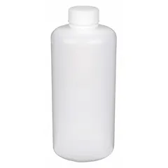 Polypropylene Narrow Mouth Round Lab Bottle, 32 fl oz (1 L), Colorless, Unlined Closure Included