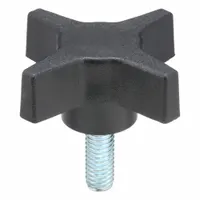 INNOVATIVE COMPONENTS Hand Knob: 4 Point, Plastic w/ Steel Thread, 3/8"-16 Thread, 2.46 in Dia (MPN GN6C10004P7--21)