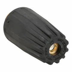 Threaded rotary turbo nozzle rated at 3,675 psi and 3.89 gpm. Features a female connection and delivers a rotating spray pattern for high-pressure cleaning tasks such as stripping paint, removing graffiti, and cleaning concrete or heavy equipment.