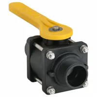 BANJO Manual Two-Way Ball Valve: 2 in, Polypropylene, Straight, MNPT x Male Camlock, Three-Piece (MPN VFMT204FP)