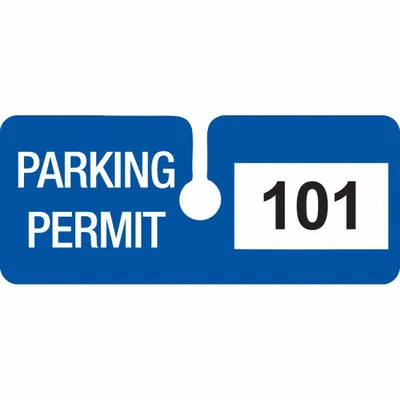 BRADY Parking Permit: Parking Permit, 4 3/4 in Overall Wd, Vinyl, Blue, 2 in Card Ht - Parking Hangers
