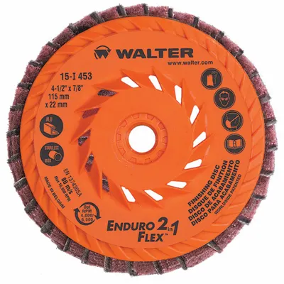 WALTER SURFACE TECHNOLOGIES Flap Disc: Type 27, 4-1/2" x 5/8"-11, Ceramic, Cloth Bk - Interleaf Blending & Finishing Flap Discs for All Metals