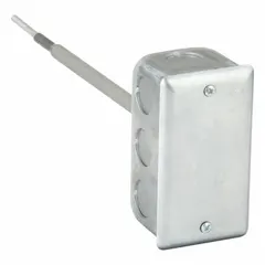 This duct temperature sensor from Siemens is designed for mounting in HVAC ductwork to measure air temperature. It provides a 4 to 20 mA output signal with an accuracy of ±0.54°F over a range of 20°F to 120°F. The metal housing and hardwired connection make it suitable for integration with building automation systems using BACnet IP protocol.