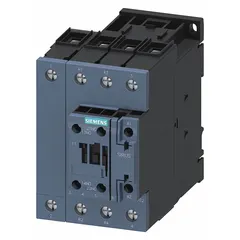 This Siemens non-reversing IEC contactor is rated for 40 A and features 4 poles with 2 normally open and 2 normally closed contacts. It operates with a 120V AC coil and does not include integrated surge suppression. Typical applications include switching motors, lighting, and other industrial loads in automation and panel building.