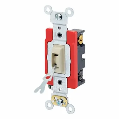 LEVITON Wall Switch: Locking Switch, 4-Way, Maintained, Ivory, 120/277V AC - Locking Wall Switches