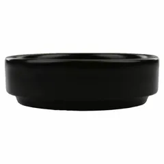 Porcelain sauce cup in black finish, 2 oz capacity. Suitable for serving condiments, dips, or small side portions in foodservice settings. Not microwaveable, oven safe, dishwasher safe, or NSF certified.