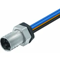 This MQ15 receptacle is a female front-mounting cordset with X-coding and 4 pins, designed for power applications. It features a 0.5 m wire lead with 14 AWG wire size, PVC cable jacket, and IP67 protection for use in demanding environments