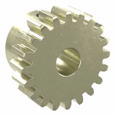 KHK GEARS Spur Gear: Module m 1, 20 Teeth, 6 mm Bore Dia, Brass, 20° Pressure Angle - Metric Spur Gears with Standard Hub