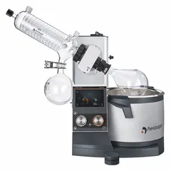 Motorized lift rotary evaporator with 5 L capacity, speed range 10-280 RPM, and 1300 W heating capacity. Includes G1 diagonal condenser, USB and Micro SD interfaces for data transfer. Suitable for solvent removal under reduced pressure in laboratory settings.