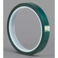 Green polyester film tape with silicone adhesive, 3.2 mil thick, 18 yd length. Designed for high-heat masking applications such as powder coating and wave soldering, where resistance to chemicals and clean removal are required