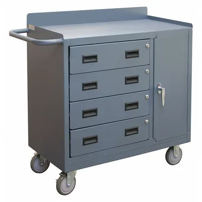 DURHAM MFG Mobile Cabinet Workbench: 36 in x 18 in, Steel, 1,200 lb Overall Load Capacity - Mobile Cabinet Benches with Drawers & Shelves