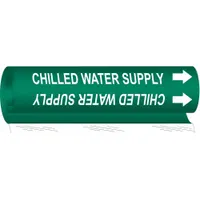 Pipe Marker: Chilled Water Supply, Green, White, Fits 1 1/2 to 2 3/8 in Pipe O.D., 1 Pipe Markers (MPN 5648-I)