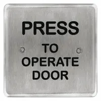 BEA Exit Push Button: 4 1/2 in Ht, 5/8 in Dp, 4 1/2 in Wd, ADA Compliant, Aluminum/Stainless Steel (MPN 10PBS45POD)