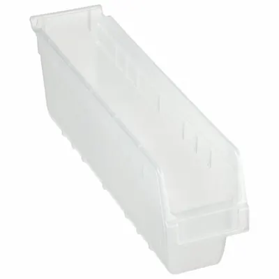 AKRO-MILS Shelf Bin: 17 7/8 in Overall Lg, 4 1/8 in x 6 in, Clear, Nesting Capable - Clearview Plastic Shelf Bins