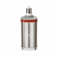 This LED lamp features a Mogul Screw (EX39) base and operates at 110 watts with a 4000K color temperature. It accepts input voltages from 120 to 277V and is designed for use in high-bay, low-bay, and wall pack fixtures as a replacement for HID lamps. The lamp is not shatter-resistant.