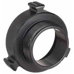 Straight aluminum adapter for connecting fire hoses to hydrants or standpipes. Joins a 2 in NPSH fitting to a 1-1/2 in NH thread. Suitable for municipal, industrial, and commercial fire-suppression systems.
