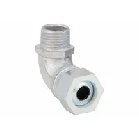 This 90° metallic cable grip is designed for securing flexible cords in hazardous locations classified as Class II, Division 1 & 2. It features a 1/2 in MNPT box connection, accepts cord diameters from 0.25 in to 0.38 in, and is constructed with an iron body and silver finish. Suitable for industrial environments where combustible dusts may be present