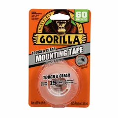 This transparent double-sided tape features an acrylic foam backing with a permanent bond. It is used for mounting, bonding, and sealing applications where a firm hold is required. Suitable for indoor and outdoor use, it provides a weather-resistant bond on various surfaces.