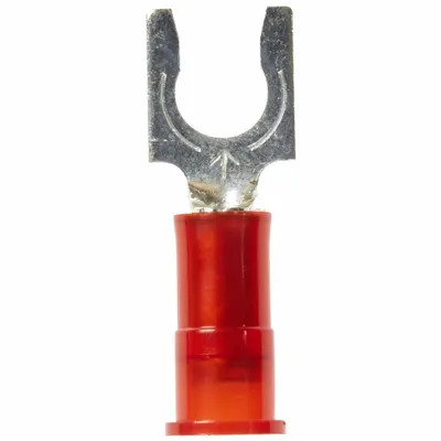 3M Fork Terminals: Red, Nylon, #10 Stud Size, 22 AWG – 18 AWG Wire Range - Insulated Fork Terminals