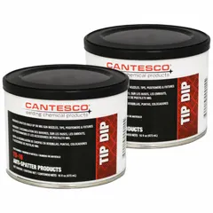 Nozzle tip dip from the Cantesco series, supplied in a 16 oz container. Used in MIG welding to prevent spatter adhesion to the nozzle, tip, and gas cup, helping maintain clean equipment and reduce downtime.