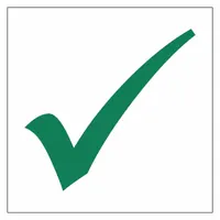 These white vinyl seat markers feature a check mark design and measure 6 inches by 6 inches. Each pack contains 20 signs with mounting holes for easy installation. Commonly used to indicate safe spacing in seating areas or on floors in workplaces, cafeterias, and public spaces