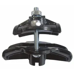 This plastic clamp secures the end of round cables in festoon systems, preventing pull-through and maintaining tension. It accepts cables with a diameter range of 0.91 to 1.25 inches and is compatible with RET-40. Typical applications include material handling, crane, and conveyor systems where mobile power supply cables require safe termination.