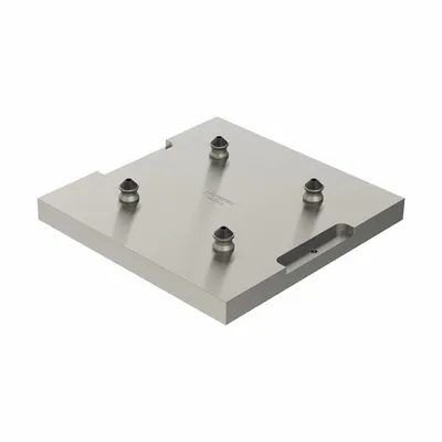 JERGENS Fixture Plate: ZPS, Aluminum, Square, 36.6 lb Wt, 400 mm W x 400 mm L x 70.1 mm H - Zero Point System Fixture Plates