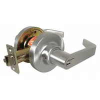 Storeroom lever lockset in Dark Oxidized Satin Bronze finish with oil-rubbed bronze appearance. ANSI F86 function allows free egress from inside while outside lever remains locked, requiring key to unlock. ADA compliant with 95 Angled lever style. Suitable for commercial and institutional doors where secure egress and accessibility are required