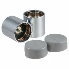 This bearing cover protects trailer wheel bearings from dirt, moisture, and debris. It measures 2 inches in overall length and 2 inches in overall width. Suitable for use on utility trailers, boat trailers, and heavy-duty equipment to prevent contamination and grease loss.