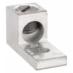 Tin-plated aluminum mechanical lug for terminating a single conductor in panelboard applications. Accepts wire sizes from 14 AWG to 1/0 AWG. Suitable for use in electrical distribution equipment.