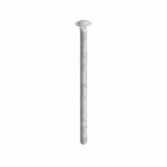 Square neck carriage bolts made of Grade 2 steel, 4 1/2 inches long with 1/4"-20 thread size. The square neck prevents rotation during tightening, suitable for fastening metal to wood or metal to metal in construction, machinery assembly, and material handling applications. Supplied in a 50-pack.