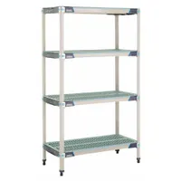 METRO Plastic Industrial Shelving: 18 in x 36 in, 62 in Overall Ht, 4 Shelves, Antimicrobial (MPN X336GX3)